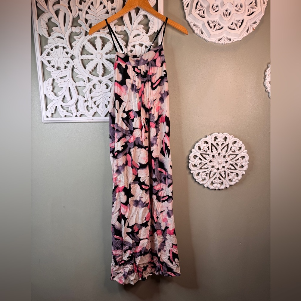 Donna Karan Pink Black White Abstract Print Sleepwear Gown Medium